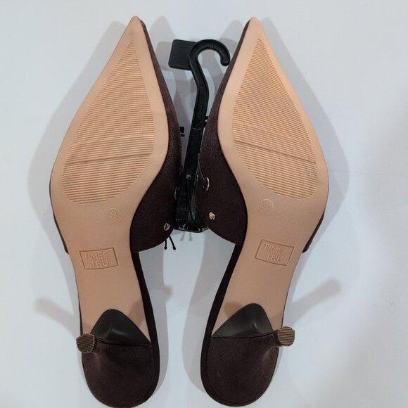 Time & Tru Womens Spiked Heel Pointed Toe Dress Shoe Size 9 Formal Brown New - Picture 5 of 5